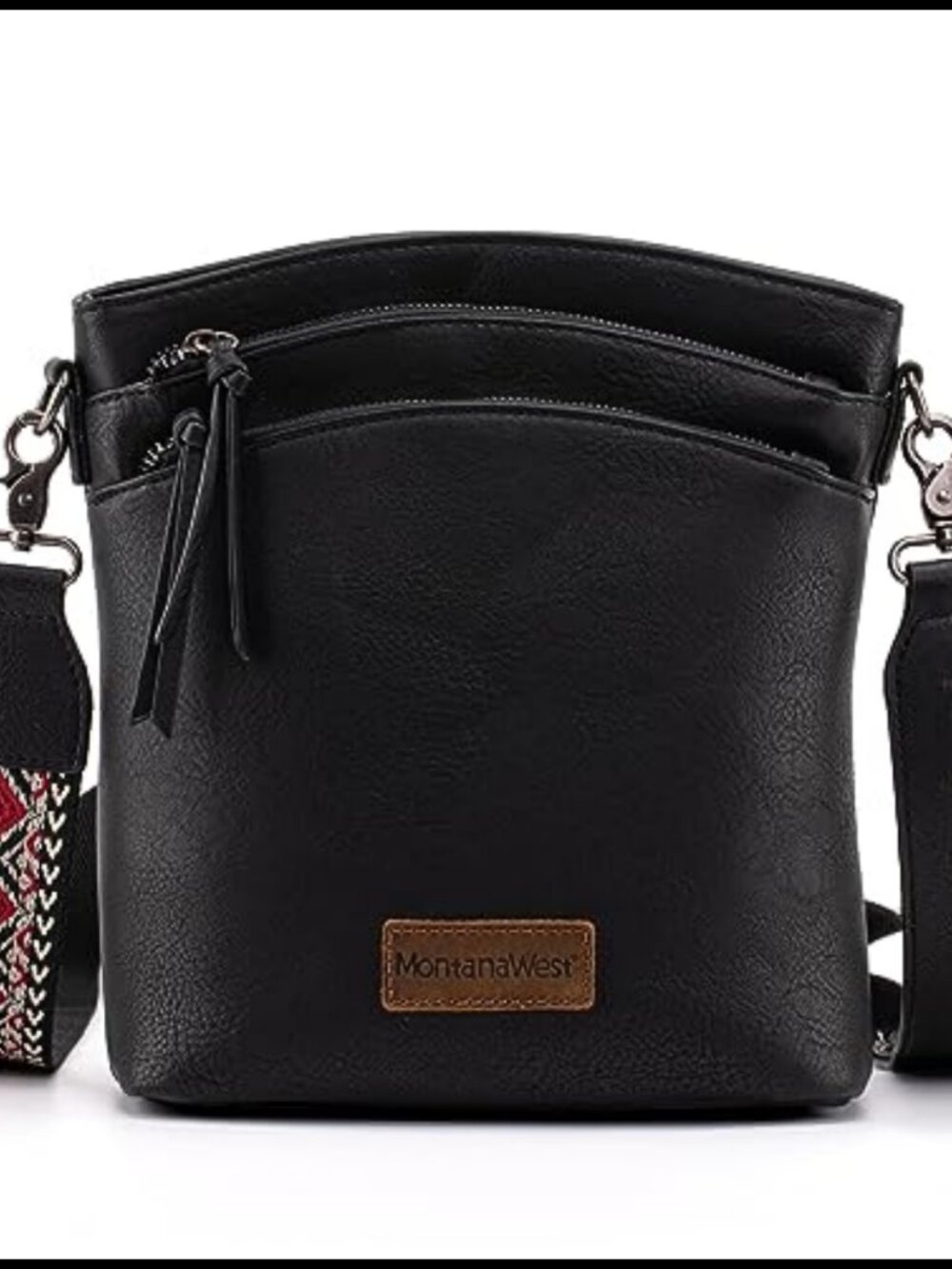Montana West Multi Zip Pocket Crossbody Bag with Guitar Strap